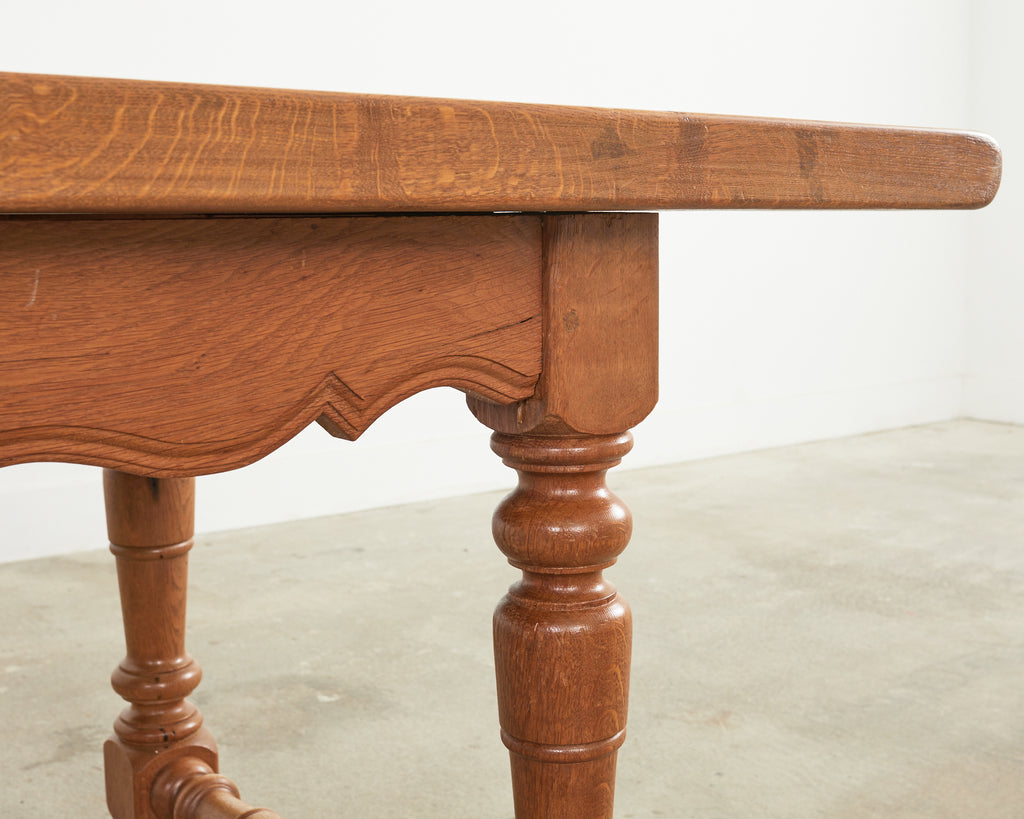 Country French Provincial Oak Farmhouse Trestle Dining Table