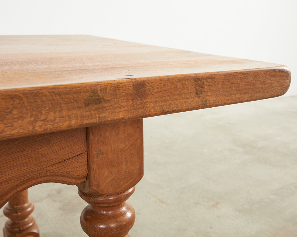 Country French Provincial Oak Farmhouse Trestle Dining Table