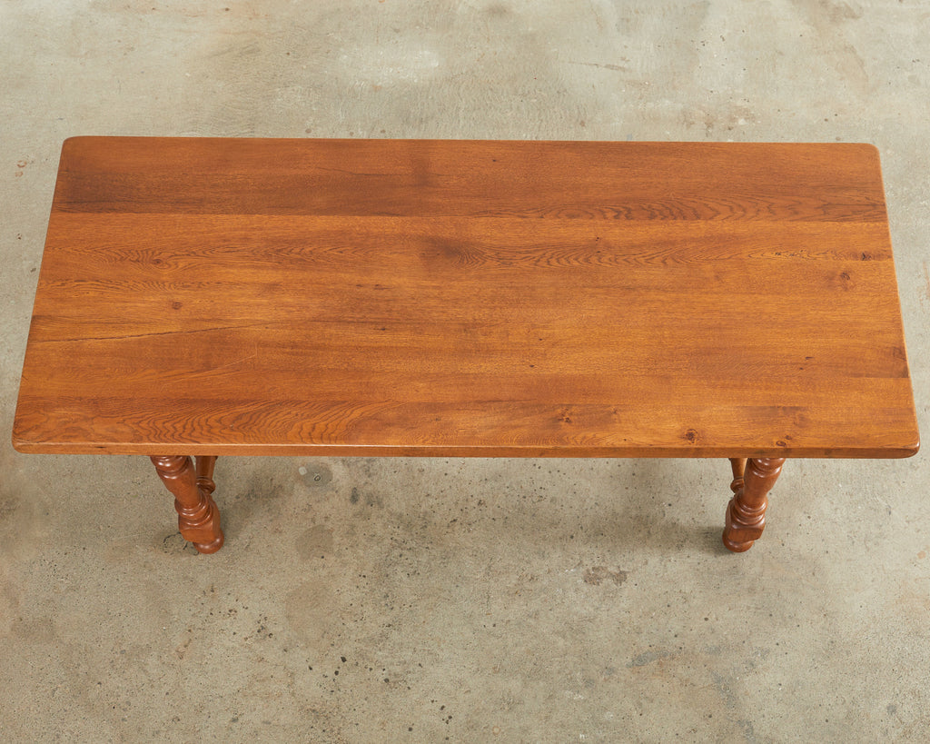 Country French Provincial Oak Farmhouse Trestle Dining Table