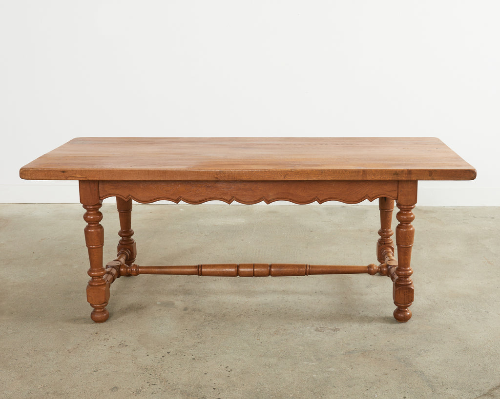 Country French Provincial Oak Farmhouse Trestle Dining Table