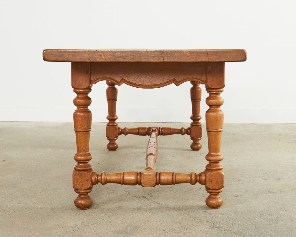 Country French Provincial Oak Farmhouse Trestle Dining Table