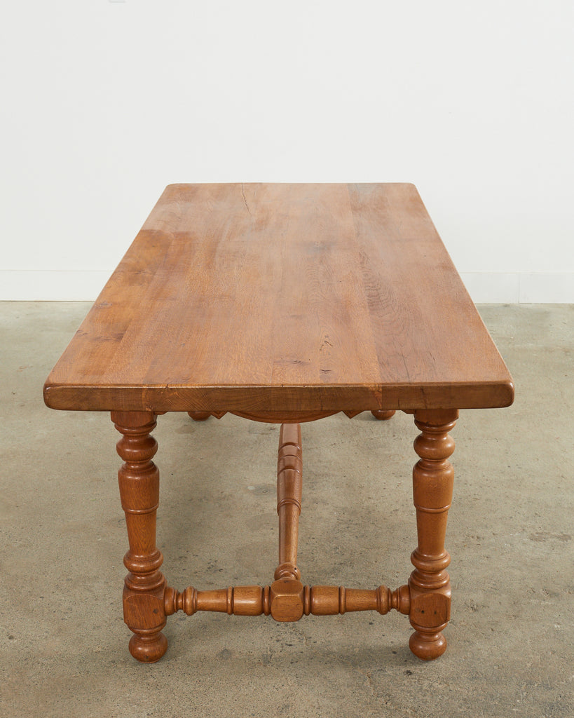 Country French Provincial Oak Farmhouse Trestle Dining Table