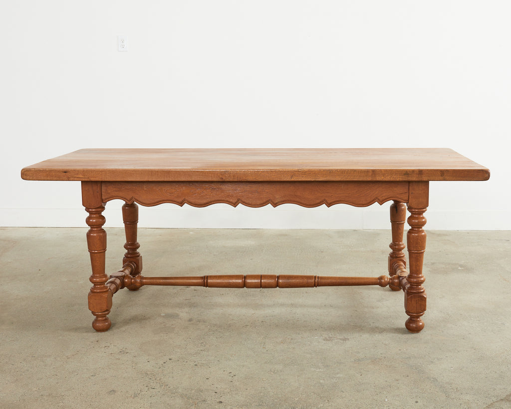 Country French Provincial Oak Farmhouse Trestle Dining Table