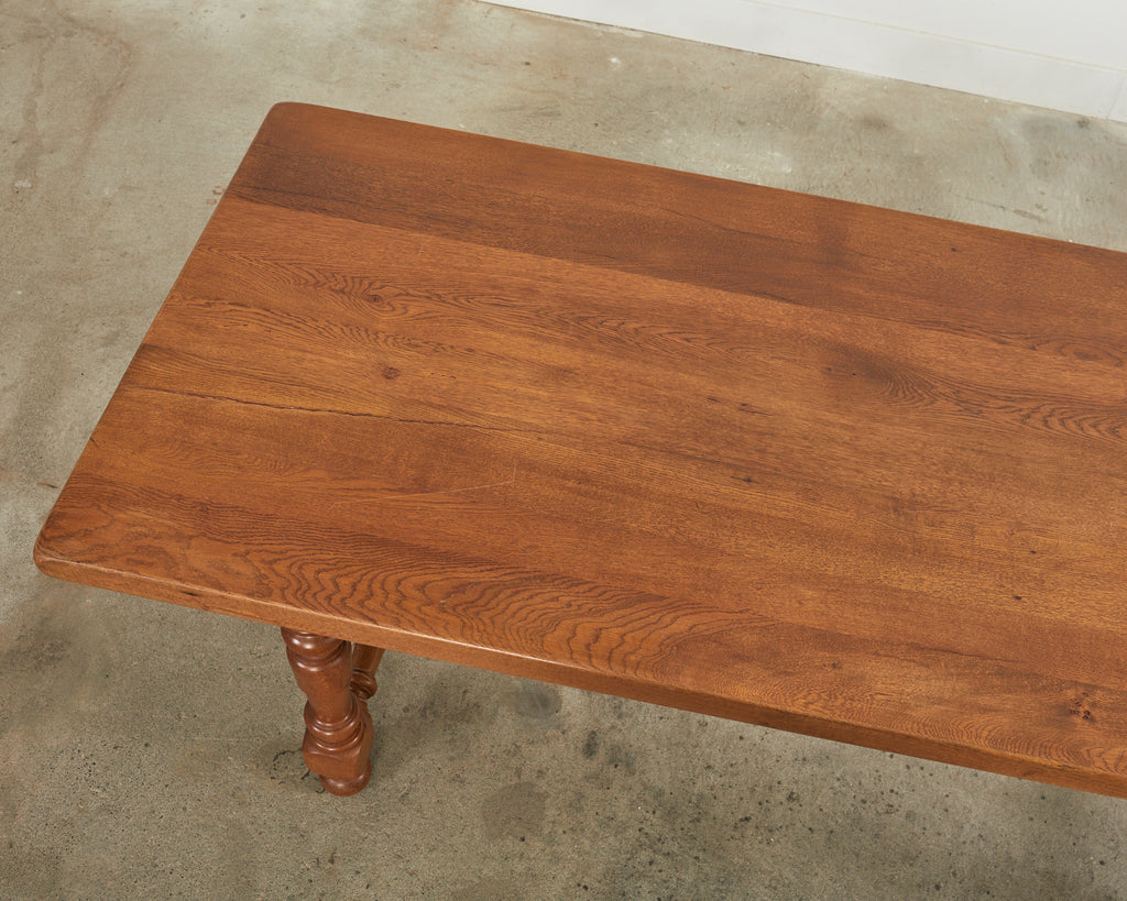 Country French Provincial Oak Farmhouse Trestle Dining Table