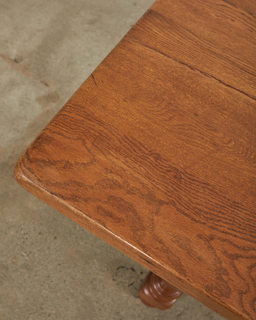 Country French Provincial Oak Farmhouse Trestle Dining Table