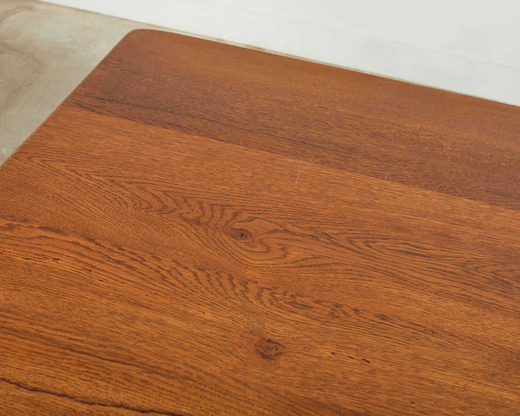 Country French Provincial Oak Farmhouse Trestle Dining Table