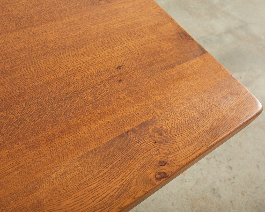 Country French Provincial Oak Farmhouse Trestle Dining Table