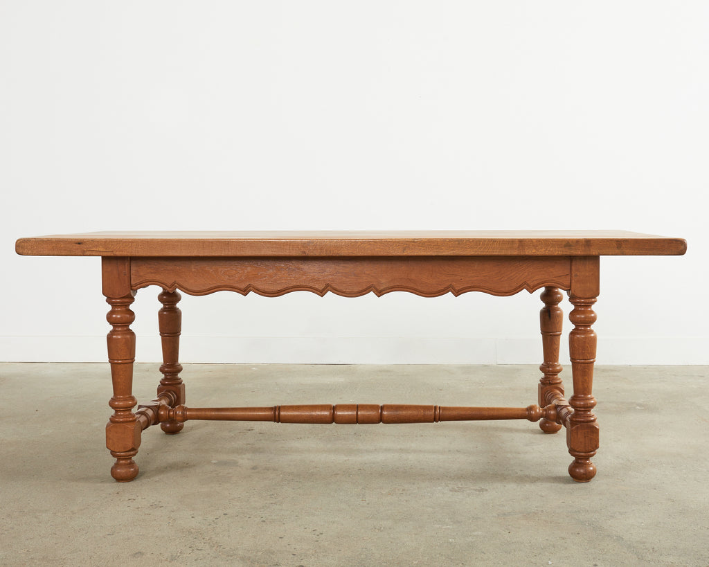 Country French Provincial Oak Farmhouse Trestle Dining Table