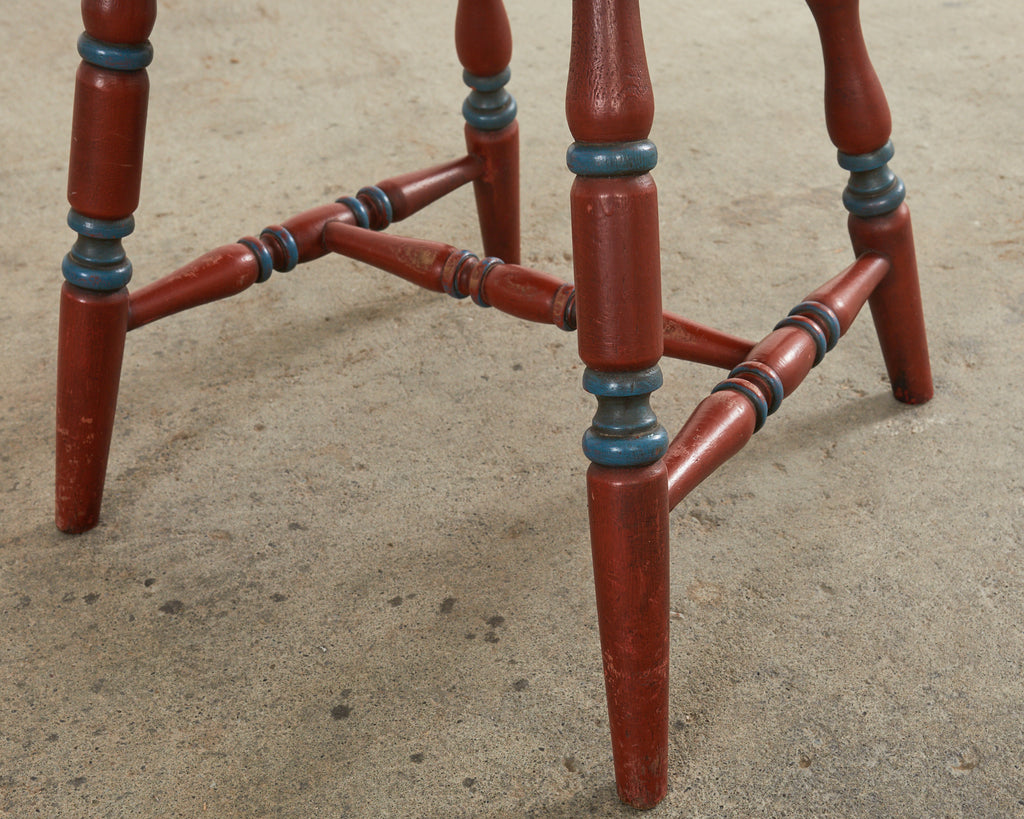 Set of Four Country Danish Painted Windsor Captain's Chair