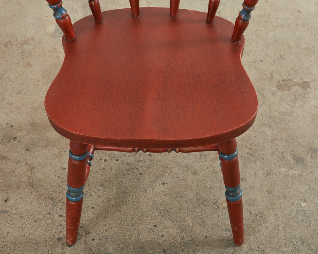 Set of Four Country Danish Painted Windsor Captain's Chair