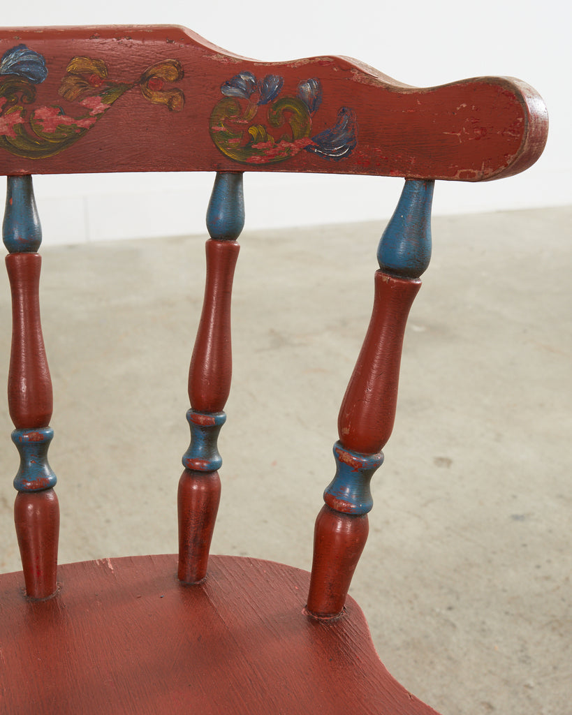 Set of Four Country Danish Painted Windsor Captain's Chair