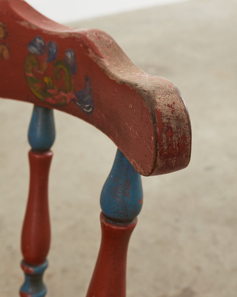 Set of Four Country Danish Painted Windsor Captain's Chair