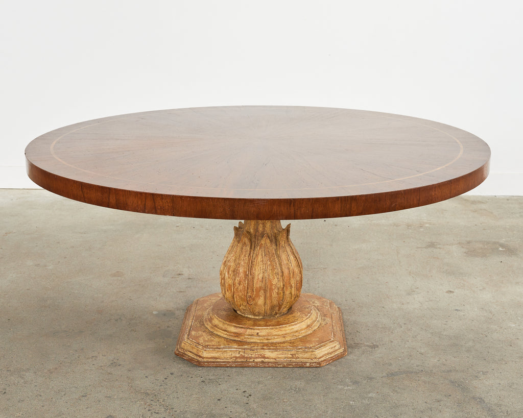 Grand Italian Neoclassical Style Round Tulip Dining or Center Table