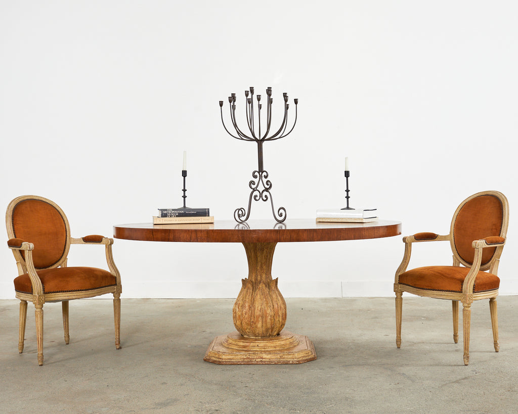 Grand Italian Neoclassical Style Round Tulip Dining or Center Table