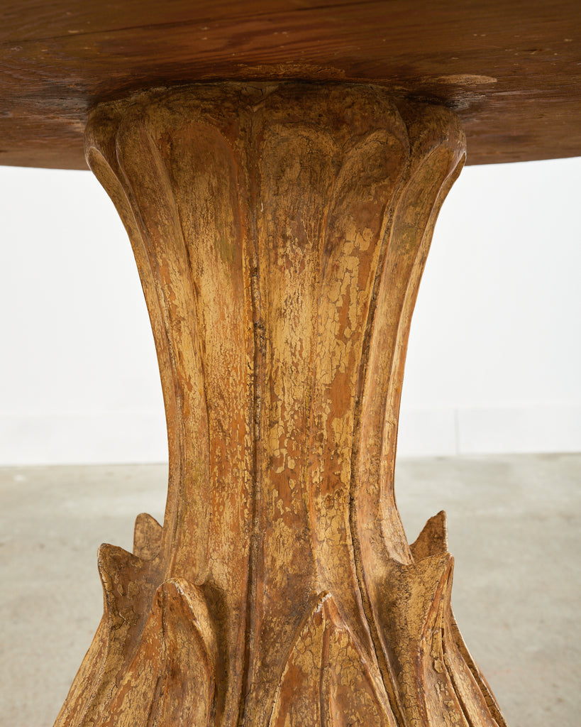 Grand Italian Neoclassical Style Round Tulip Dining or Center Table