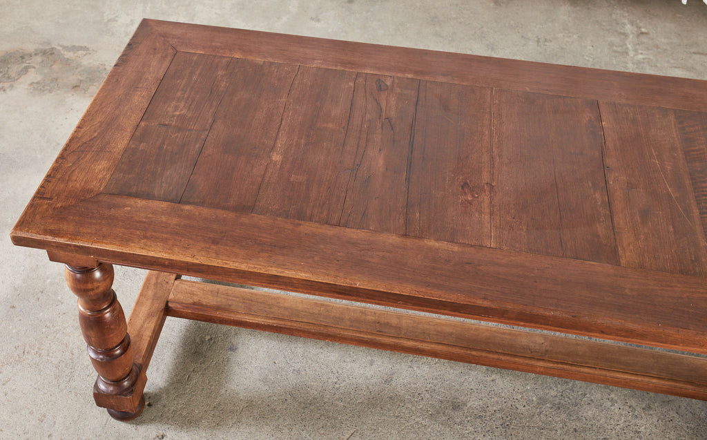 Country French Provincial Fruitwood Farmhouse Trestle Dining Table