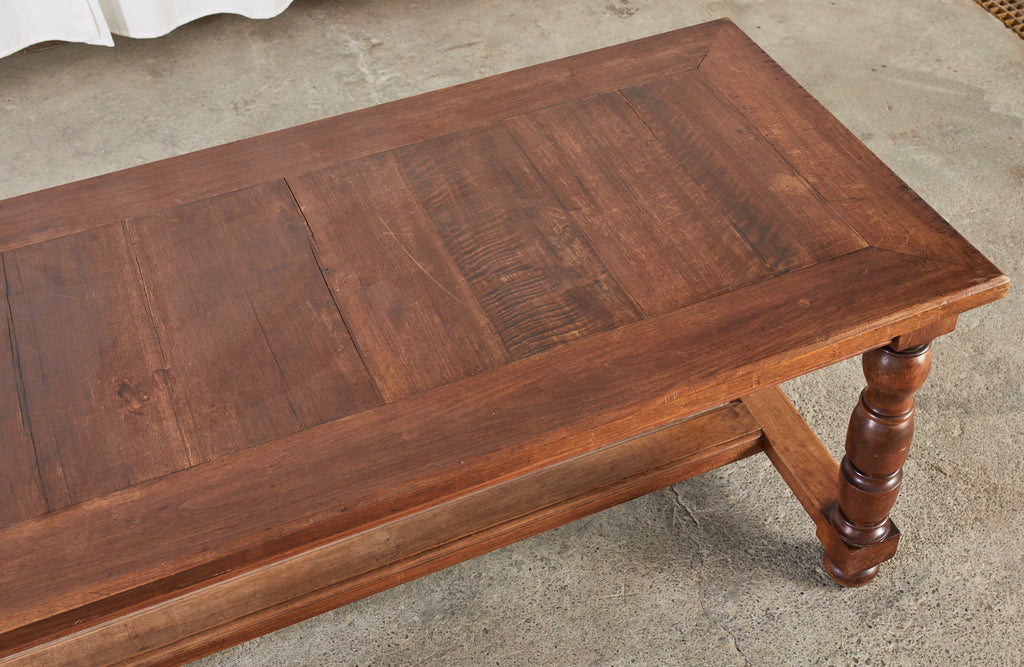 Country French Provincial Fruitwood Farmhouse Trestle Dining Table