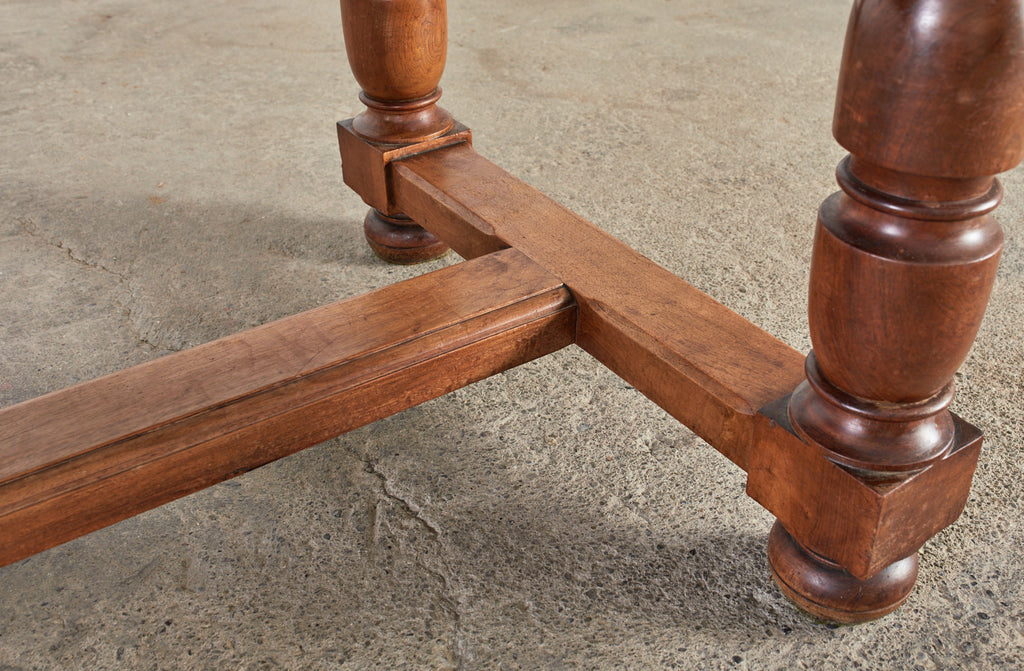 Country French Provincial Fruitwood Farmhouse Trestle Dining Table