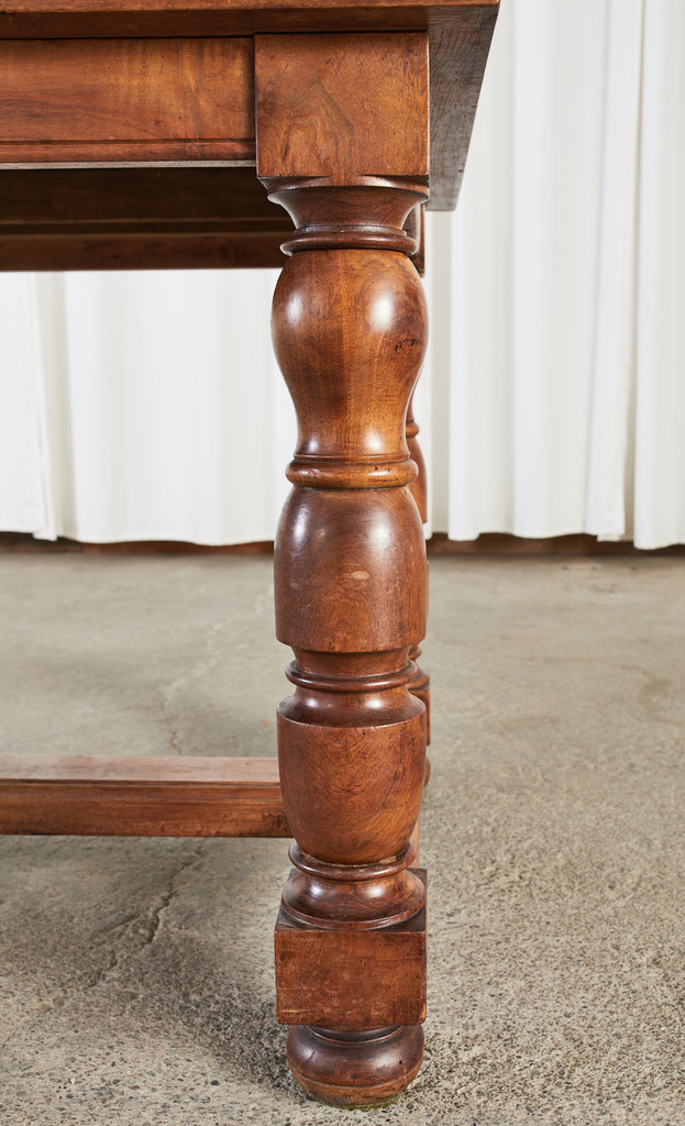 Country French Provincial Fruitwood Farmhouse Trestle Dining Table