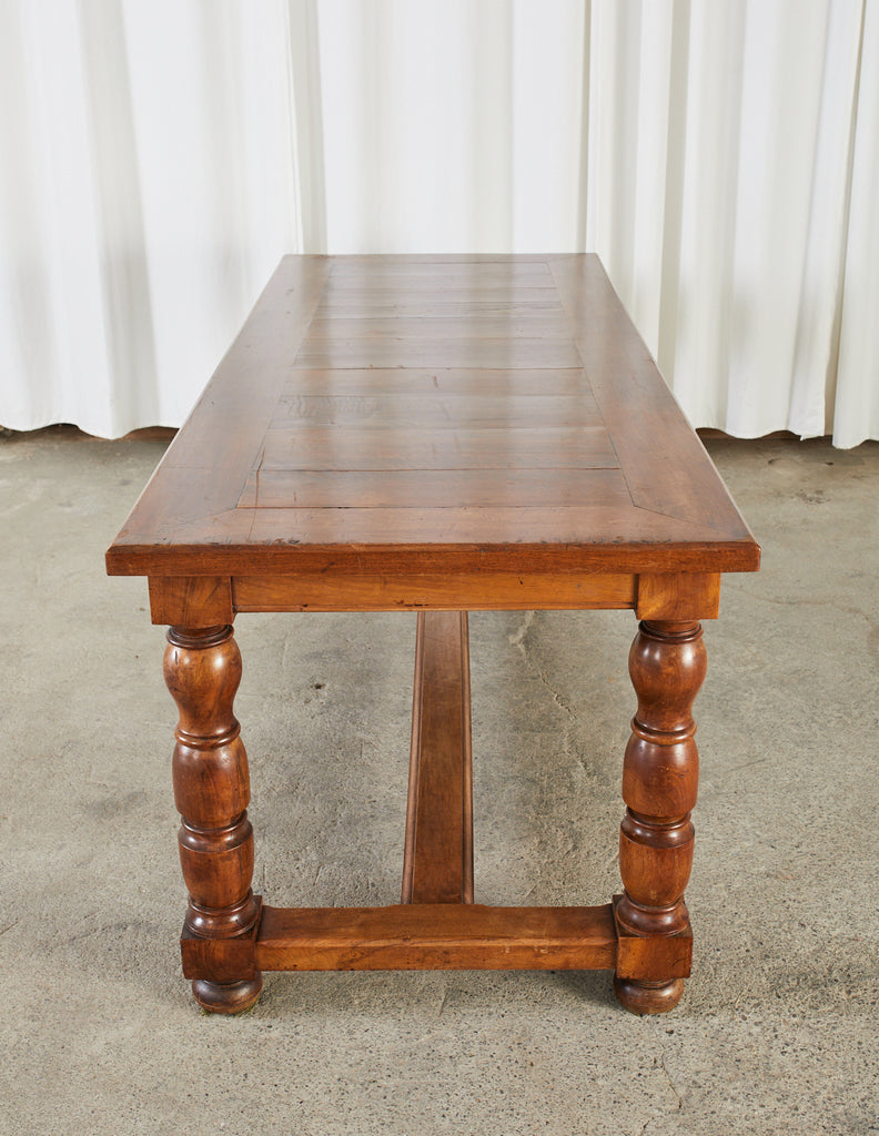 Country French Provincial Fruitwood Farmhouse Trestle Dining Table