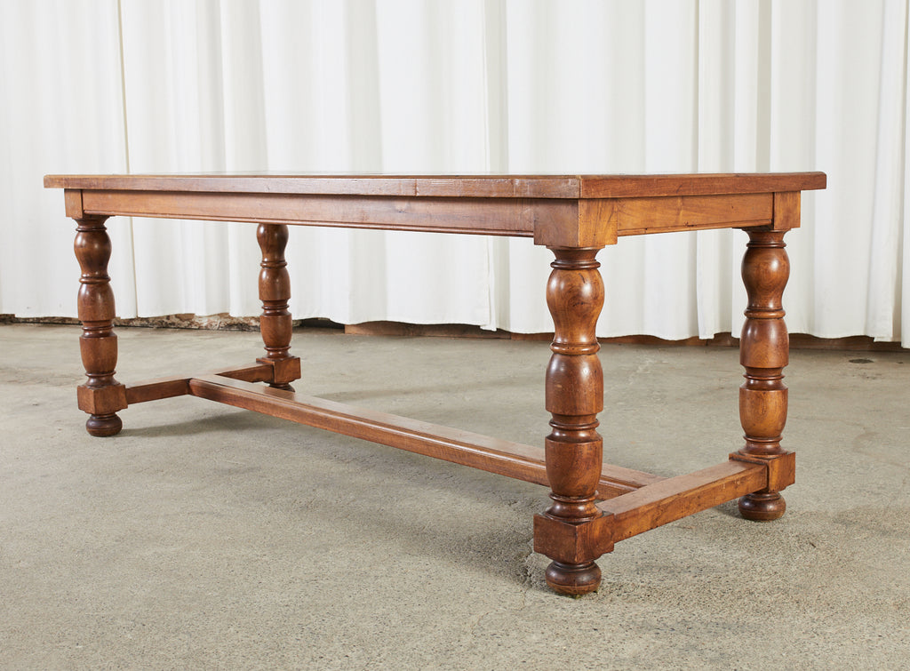 Country French Provincial Fruitwood Farmhouse Trestle Dining Table