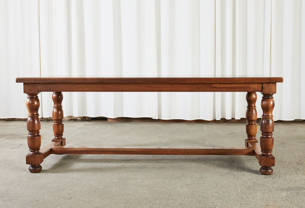 Country French Provincial Fruitwood Farmhouse Trestle Dining Table