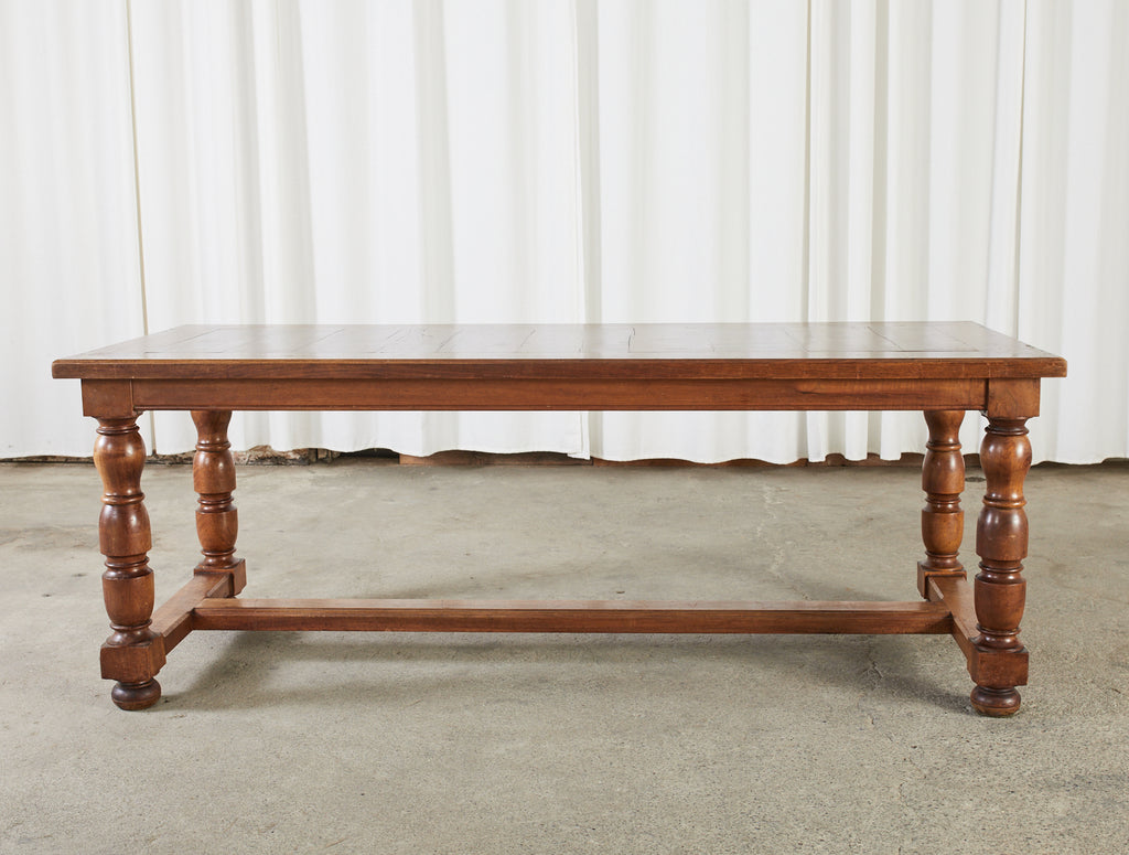 Country French Provincial Fruitwood Farmhouse Trestle Dining Table
