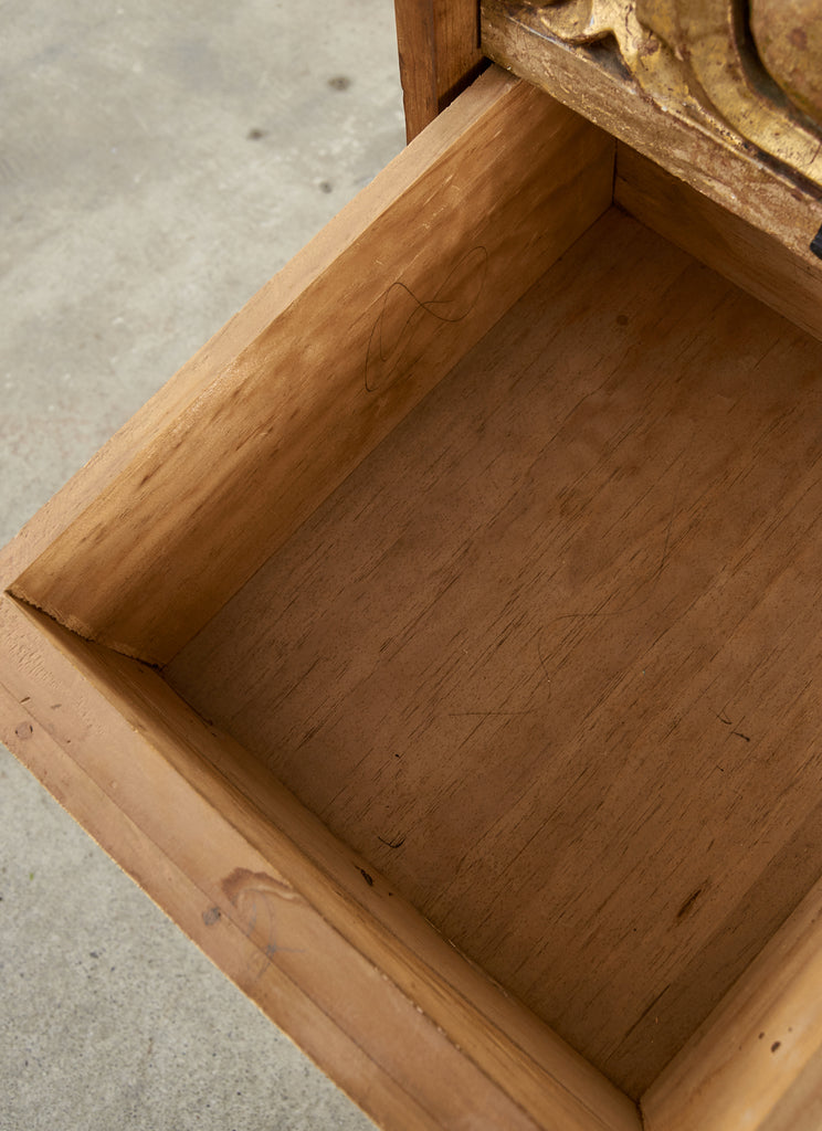 Spanish Baroque Bargueno Style Gilt Cabinet Chest on Stand