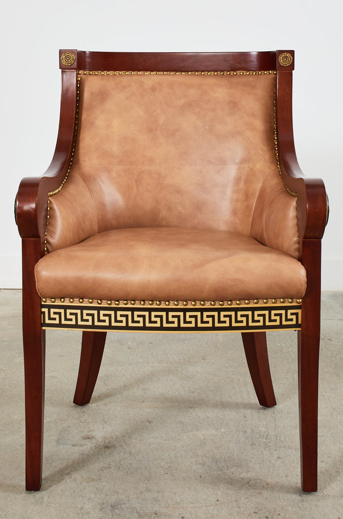 Pair of Empire Style Armchairs with Versacesque Decoration