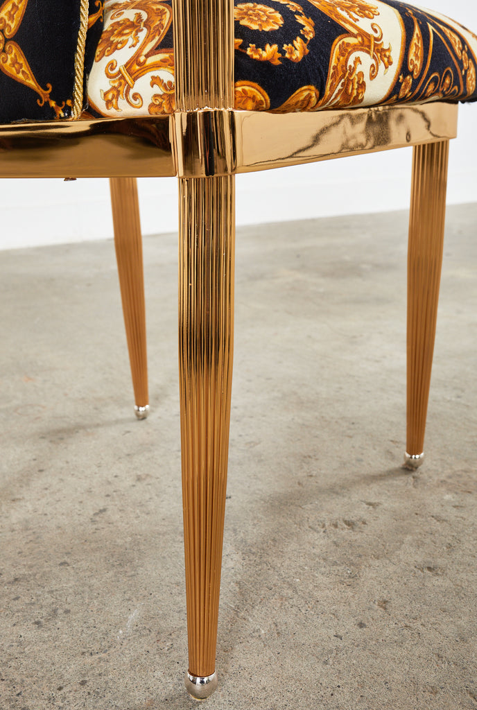 Set of Six Neoclassical Style Gilt Dining Chairs After Versace