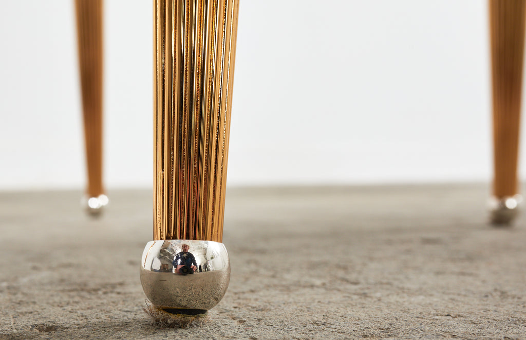 Set of Six Neoclassical Style Gilt Dining Chairs After Versace