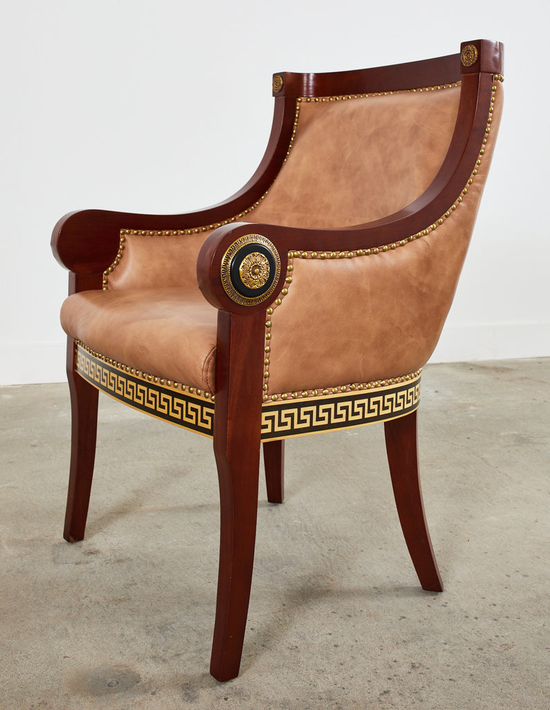 Pair of Empire Style Armchairs with Versacesque Decoration