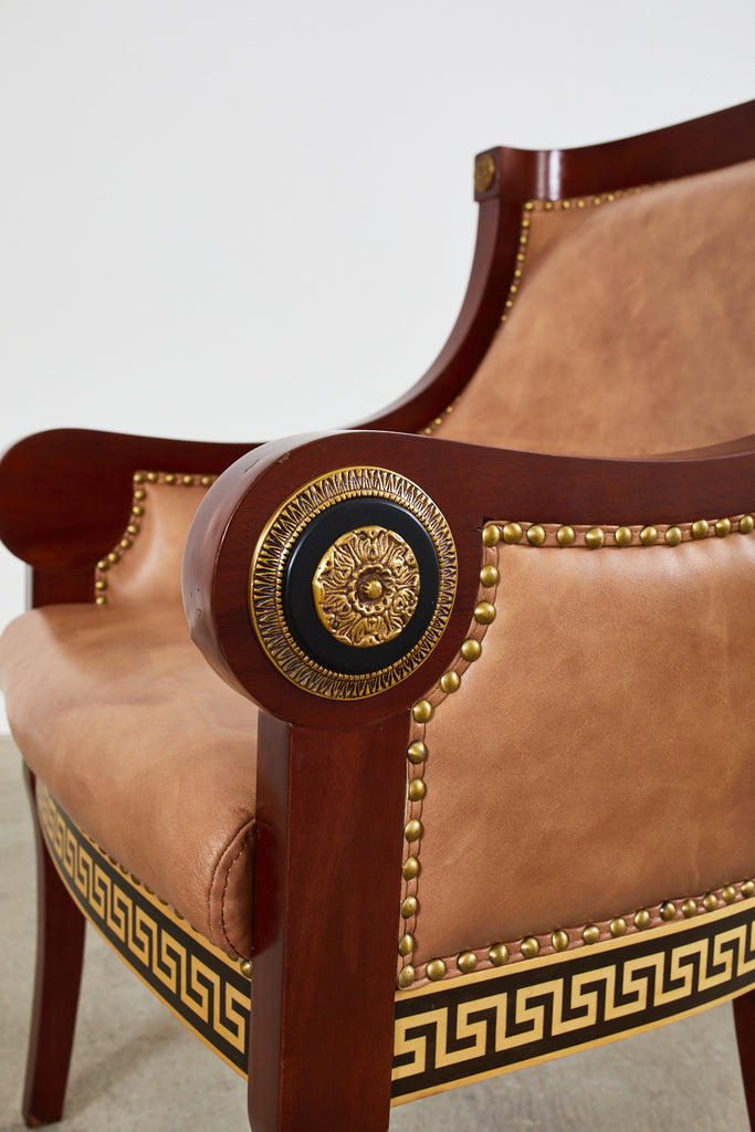Pair of Empire Style Armchairs with Versacesque Decoration