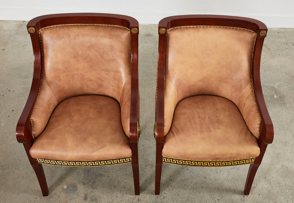 Pair of Empire Style Armchairs with Versacesque Decoration