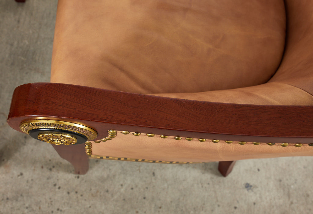 Pair of Empire Style Armchairs with Versacesque Decoration