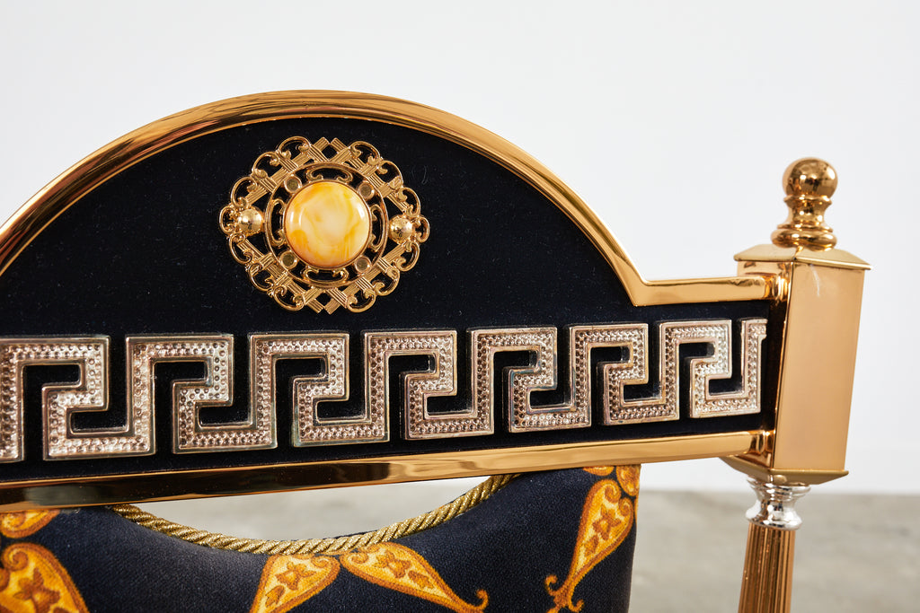 Set of Six Neoclassical Style Gilt Dining Chairs After Versace