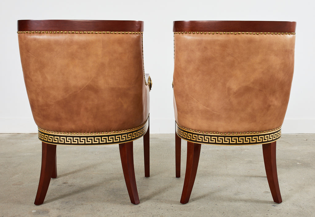 Pair of Empire Style Armchairs with Versacesque Decoration
