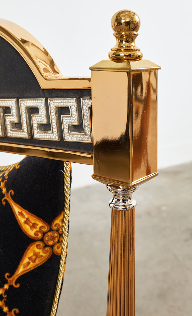 Set of Six Neoclassical Style Gilt Dining Chairs After Versace