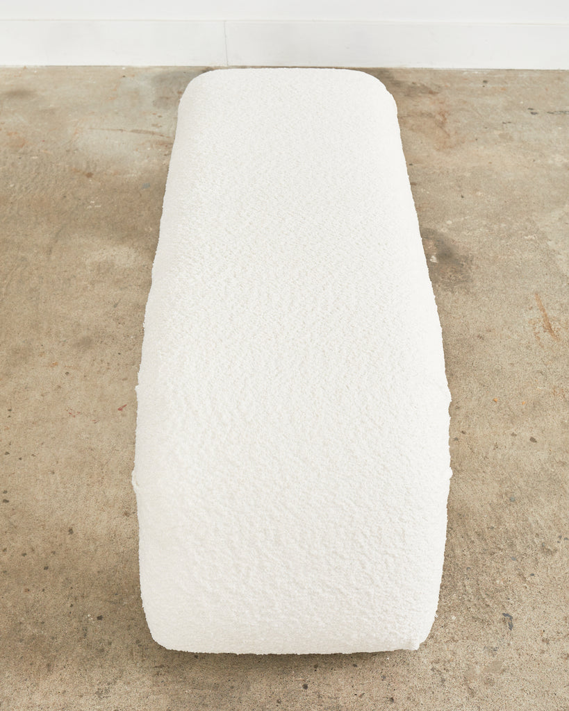 Karl Springer Style Waterfall Scroll Bench with Bouclè Upholstery