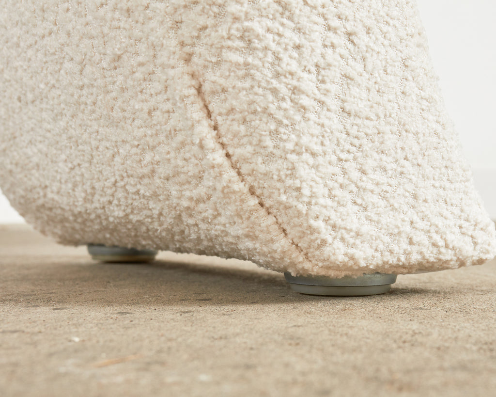 Karl Springer Style Waterfall Scroll Bench with Bouclè Upholstery