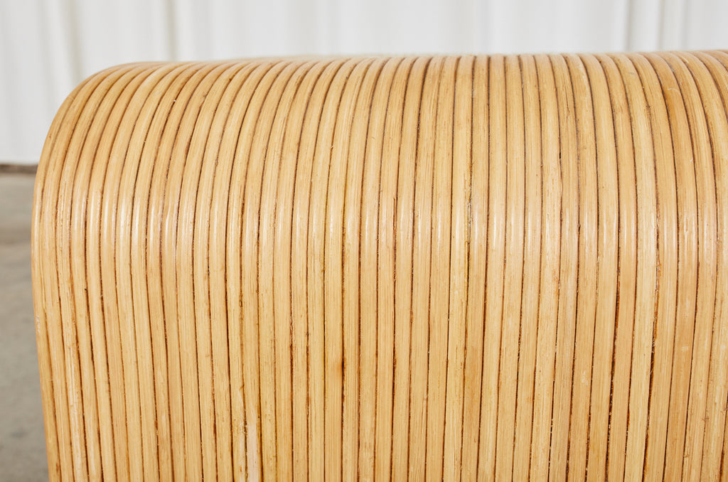 Karl Springer Style Pencil Reed Rattan Waterfall Drink Table