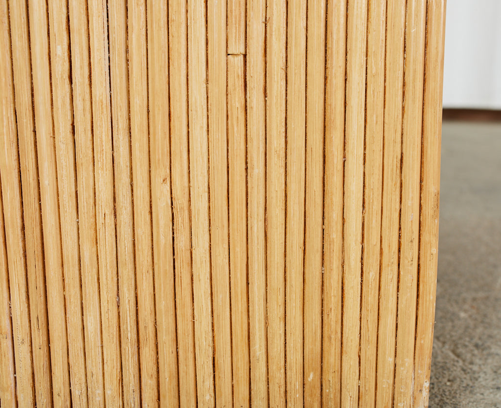 Karl Springer Style Pencil Reed Rattan Waterfall Drink Table