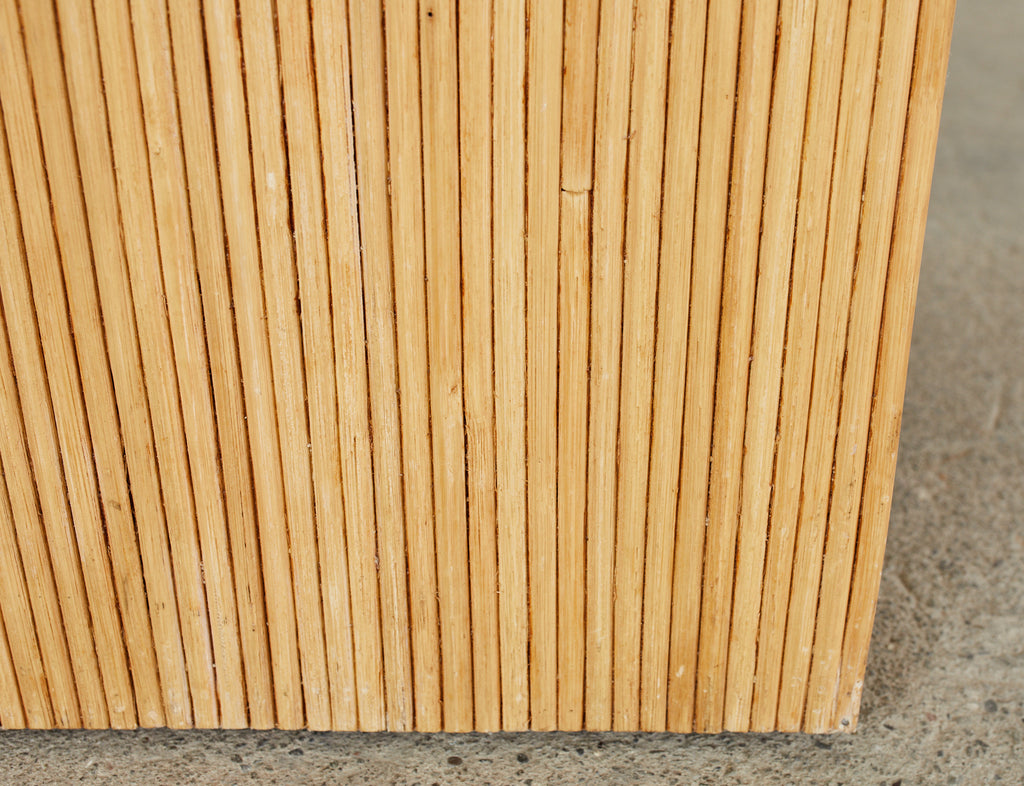 Karl Springer Style Pencil Reed Rattan Waterfall Drink Table