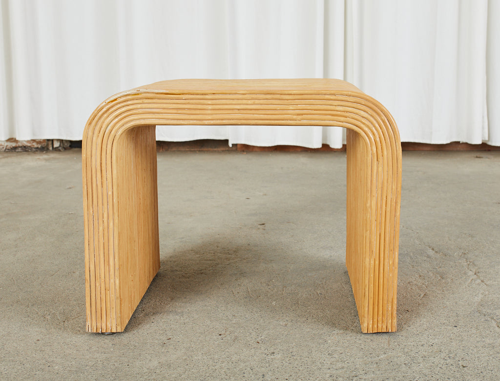 Karl Springer Style Pencil Reed Rattan Waterfall Drink Table