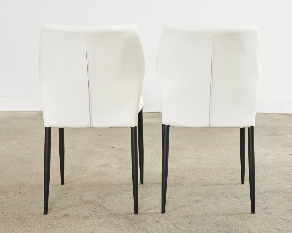 Set of Ten Modern White Diamond Pleated Dining Chairs