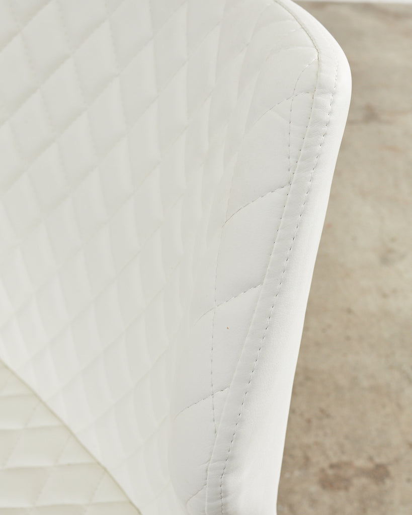 Set of Ten Modern White Diamond Pleated Dining Chairs