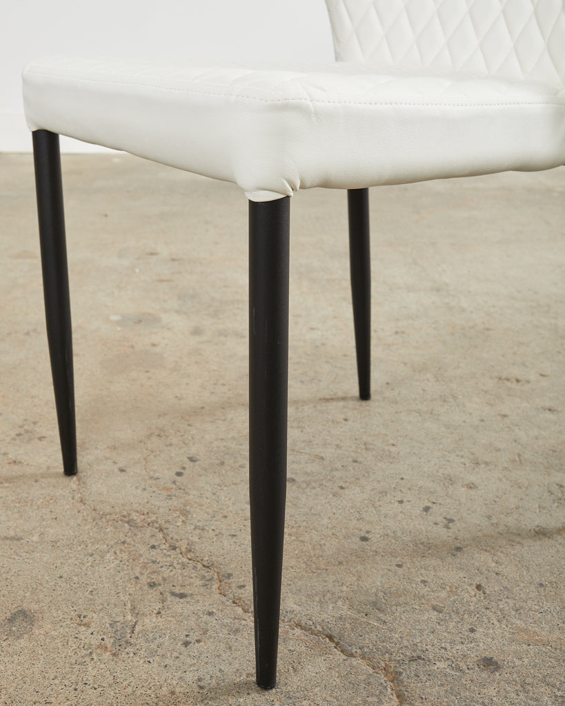 Set of Ten Modern White Diamond Pleated Dining Chairs