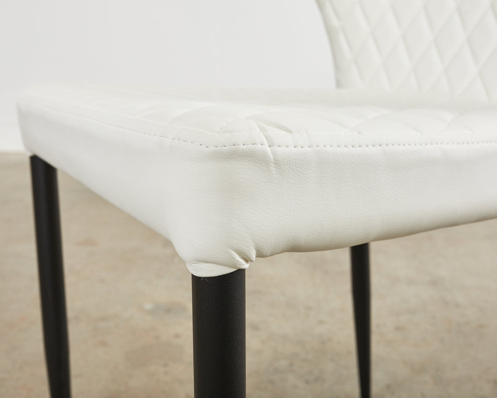 Set of Ten Modern White Diamond Pleated Dining Chairs