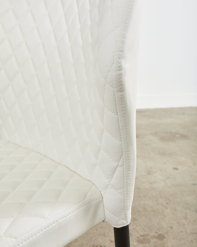 Set of Ten Modern White Diamond Pleated Dining Chairs