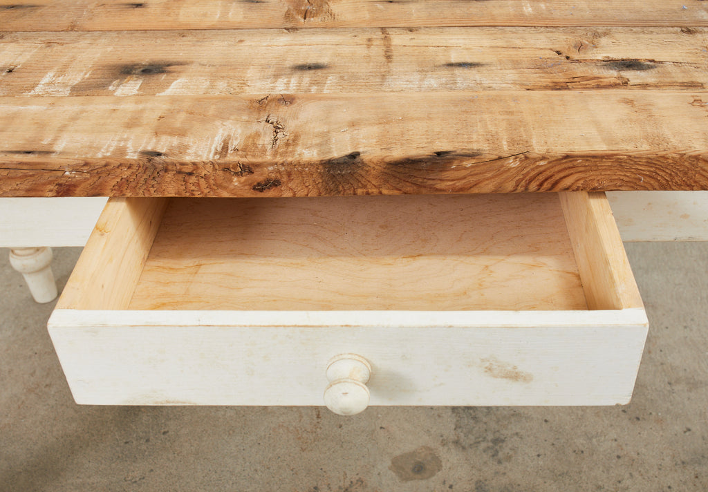 American Country Painted Pine Farmhouse Dining Harvest Table